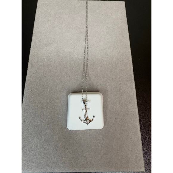 Women's .5ct Moissanite 925 Sterling Silver Anchor Necklace - Picture 3 of 7